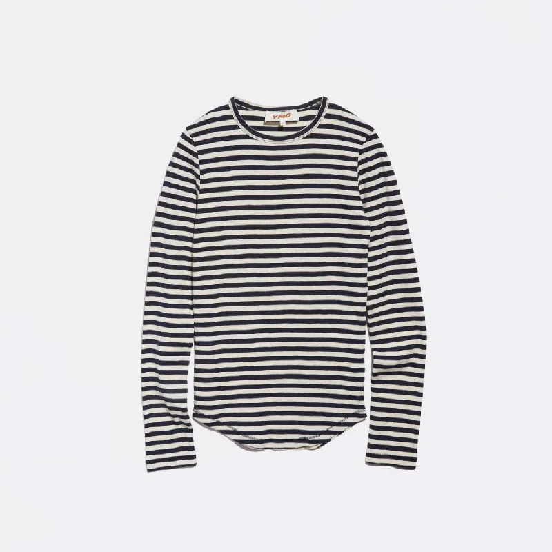 Charlotte Long Sleeve Top (Navy + White)