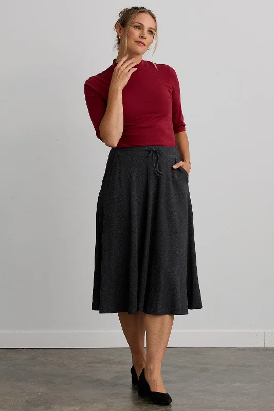 Women's 100% Organic Cotton Midi Skirt with Pockets