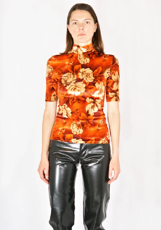 KWAIDAN EDITIONS AW21WT080W_PSV MOCK TOP CRIMSON FLOWERS