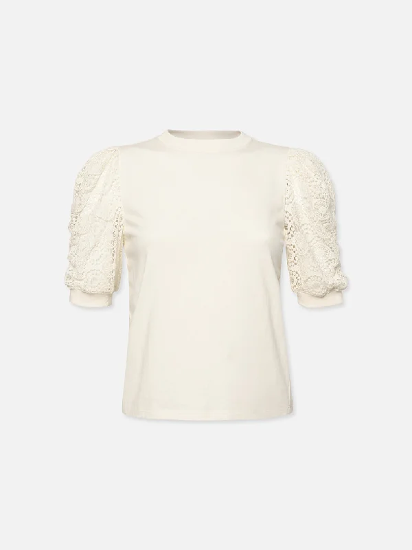 Lace Sleeve Frankie Tee -- Cream