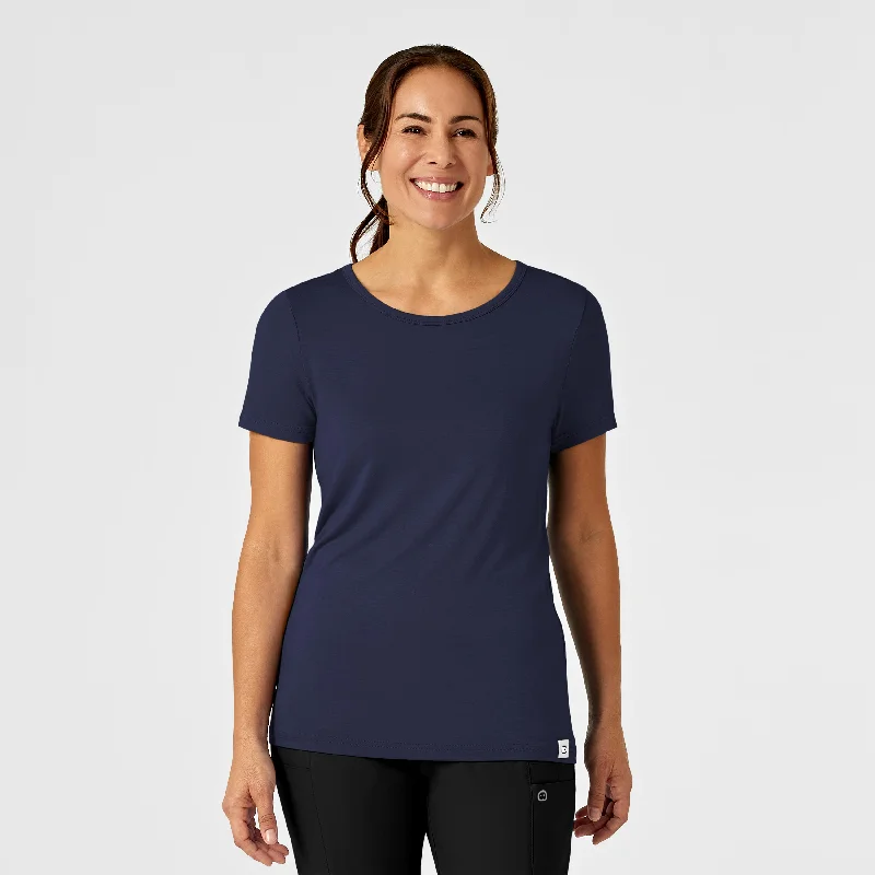 Silky Knit Short Sleeve Tee - Navy