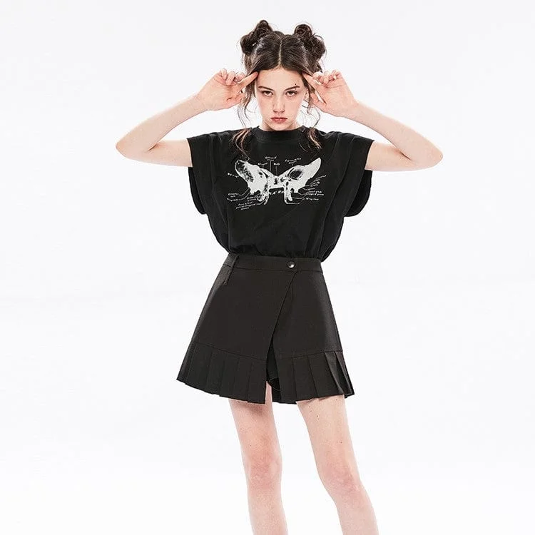 Women's Grunge Off Shouder Butterfly Printed Casual Tee