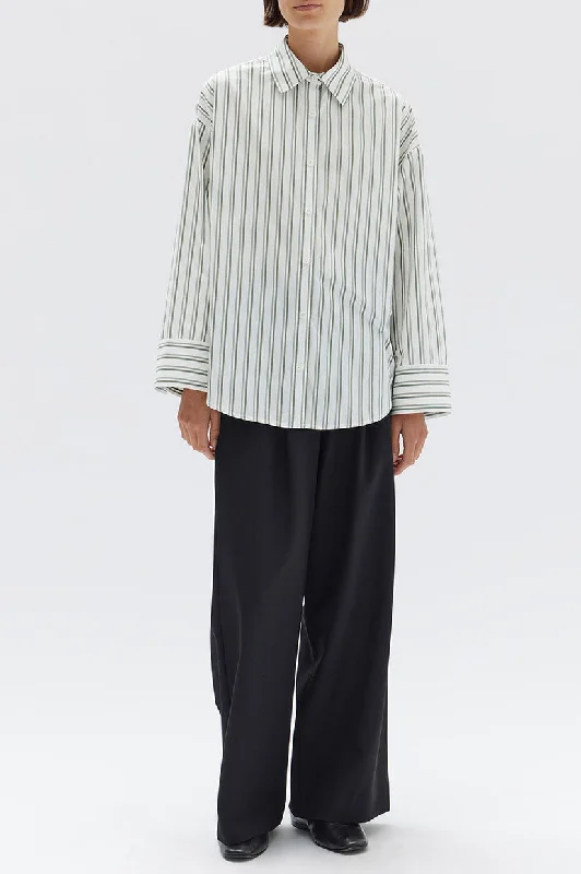 Assembly Tala Poplin Shirt - Forest Stripe