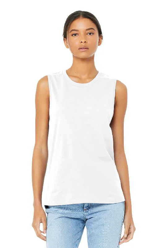 Bella + Canvas Womens Jersey Muscle Tank Top - White high neck tank