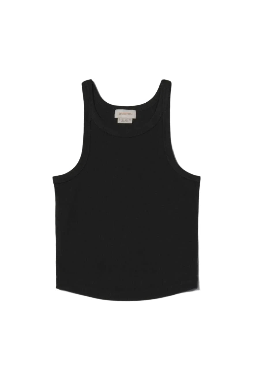 BRIXTON Women's Organic Rib High Neck Tank Black summer tank top