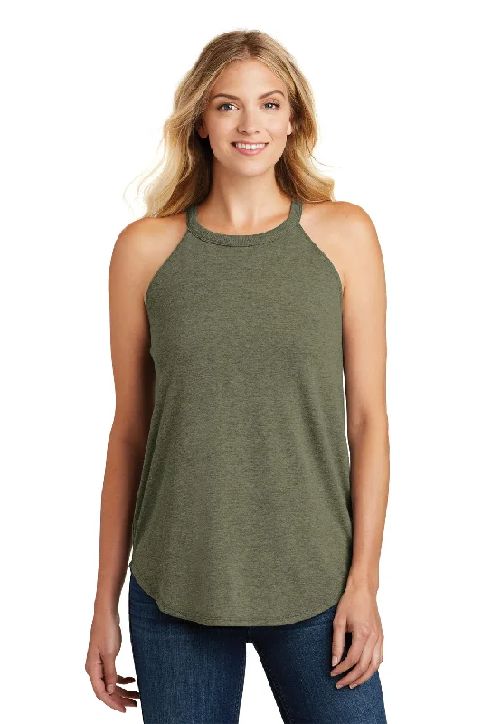 District Womens Perfect Tri Rocker Tank Top - Military Green Frost lime green tank