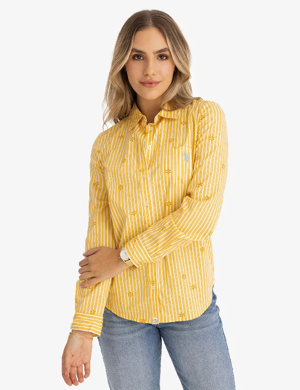 DITSY PRINT LONG SLEEVE POPLIN SHIRT