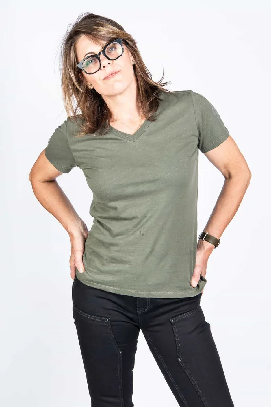 Solid V-Neck Tee - Moss Green