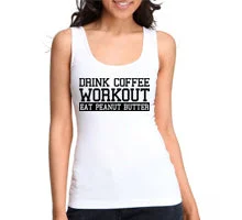 DRINK COFFEE WORKOUT PB Women's Tank Top open back tank