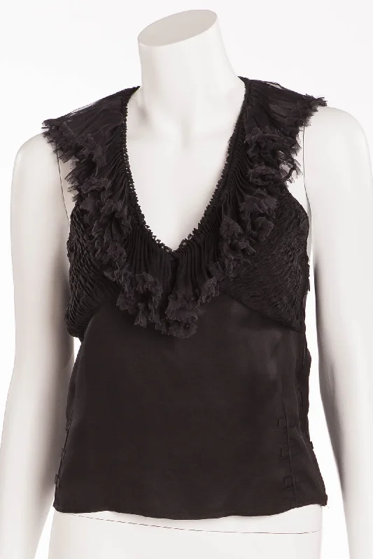 Iconic Tom Ford for Gucci - Black Top with Ruffles - IT 42 - $375