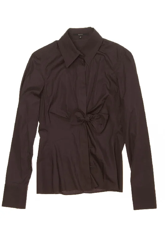 Iconic Tom Ford for Gucci - Eggplant Long Sleeve Button Up Blouse with Bow - IT 42