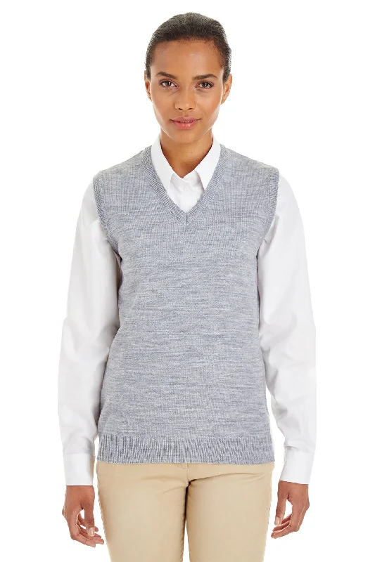 Harriton Womens Pilbloc Pill Resistant V-Neck Sweater Vest - Heather Grey scoop neck tank