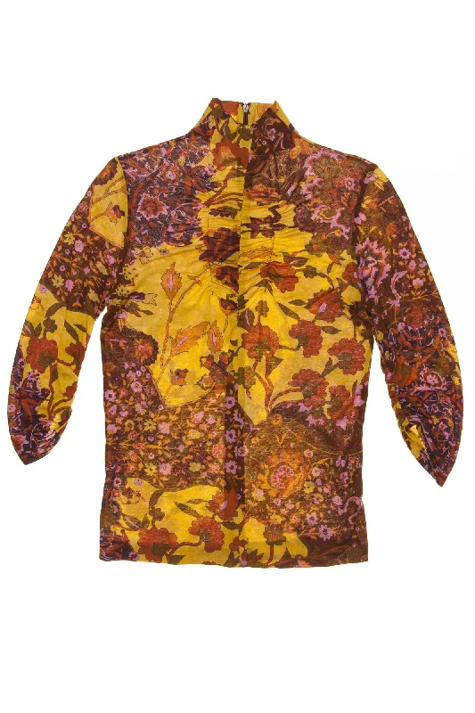 Kenzo - Floral 3/4 Sleeve Turtleneck Blouse -Size S