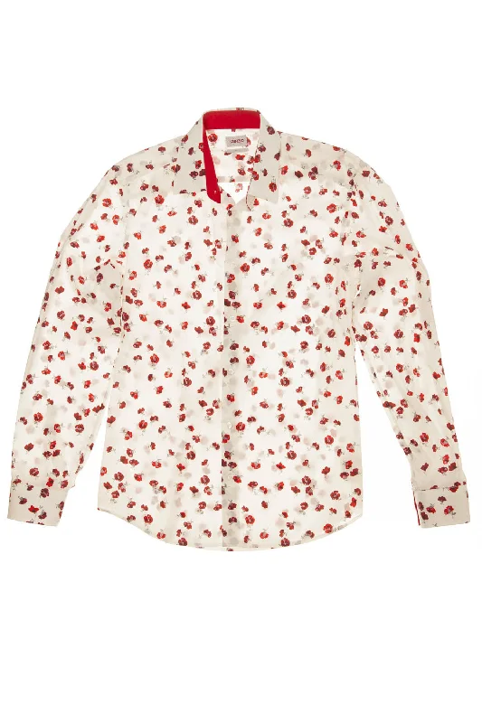 Kenzo - White Blouse with Red Flowers - IT 39 - $250