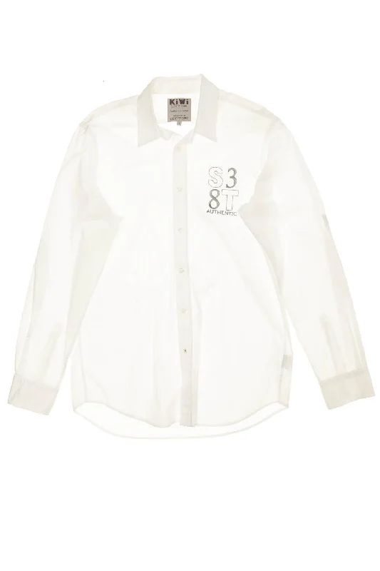 KiWi - White Long Sleeve Button Up Blouse - L - $45