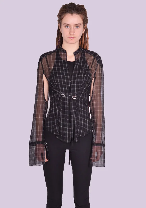 KNWLS SS24-THRSH0MCHB THRALL SHIRT MOTO CHECK BLACK