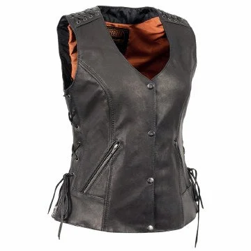 Ladies Front Snap Vest with Lace cropped tank top