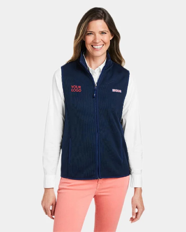 Vineyard Vines Custom Ladies Sweater Fleece Vests, Vineyard Navy flirty tank top