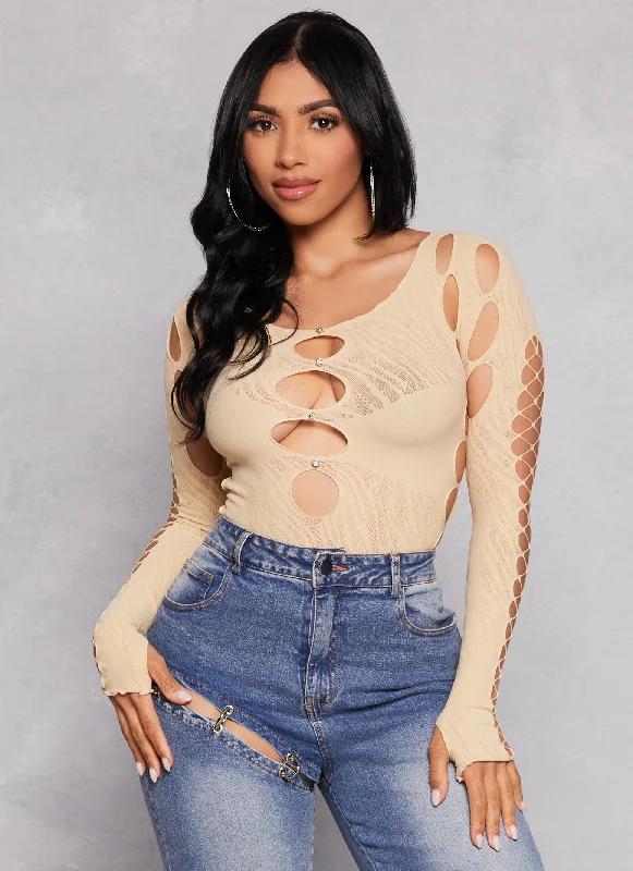 Seamless Fishnet Detail Cut Out Top