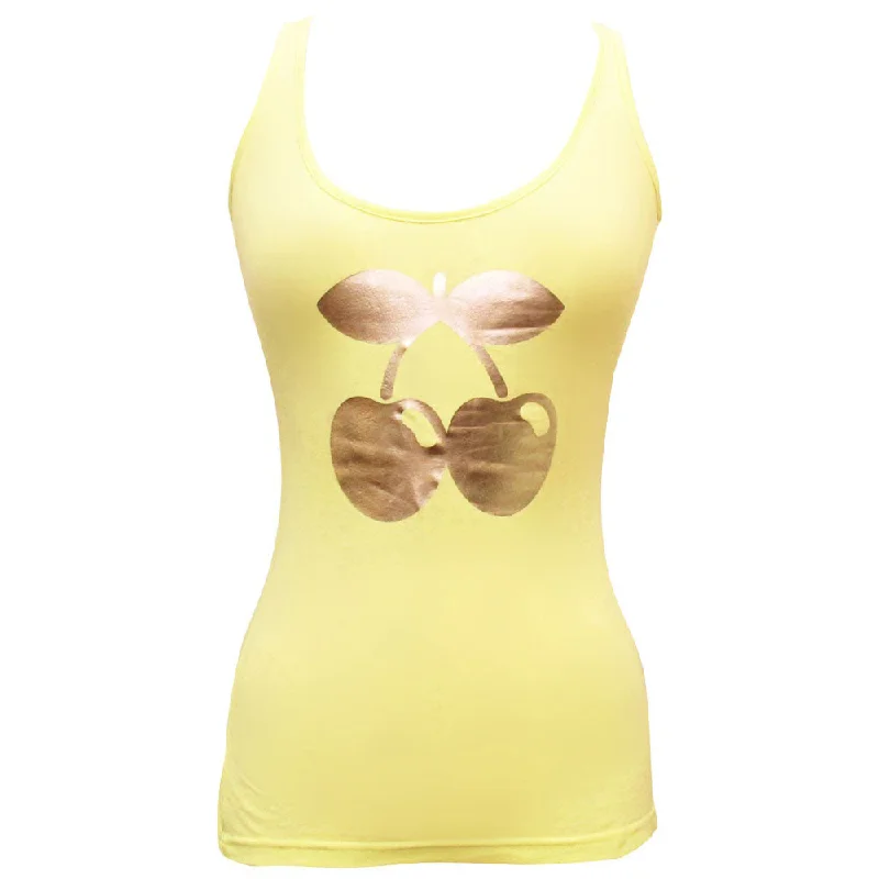 Pacha Gold Cherry Logo Vest fitted tank top