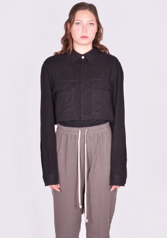 RICK OWENS WOMEN RP02D3245 FL CROPPED OUTERSHIRT BLACK (New season FW24)