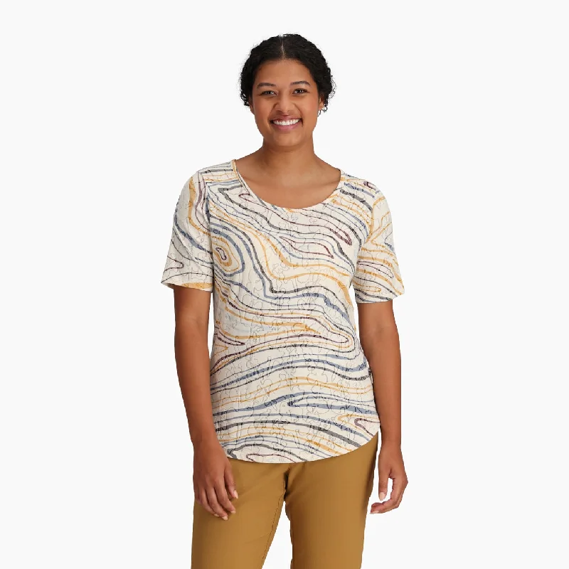 Women's Featherweight Scoop Tee - Ivory Tidal Print