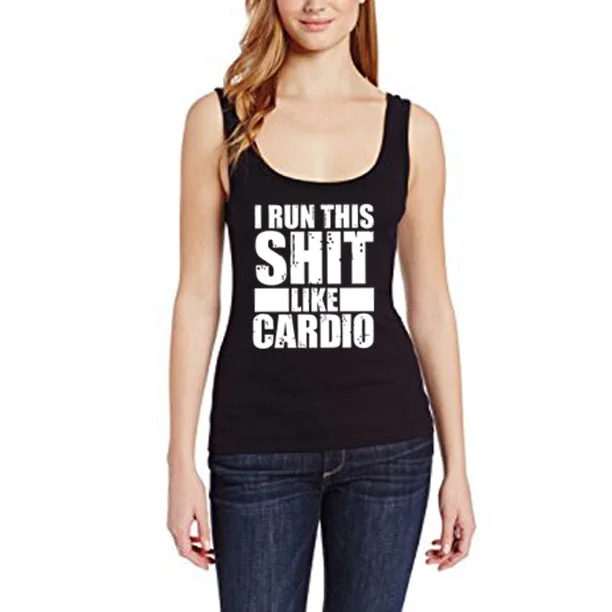 RUN THIS SHIT LIKE CARDIO WOMEN'S TANK TOP off shoulder tank