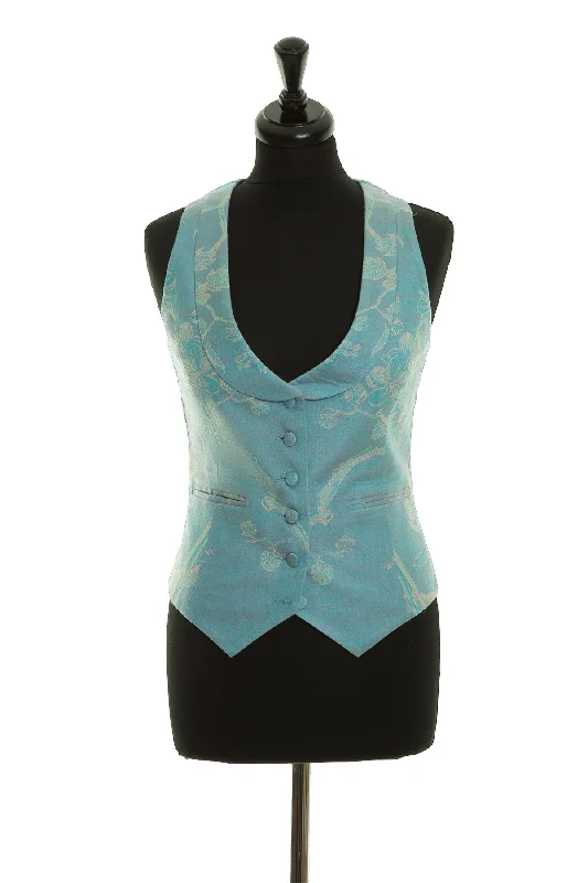 Scoop Neck Waistcoat in Pale Cyan workout tank top