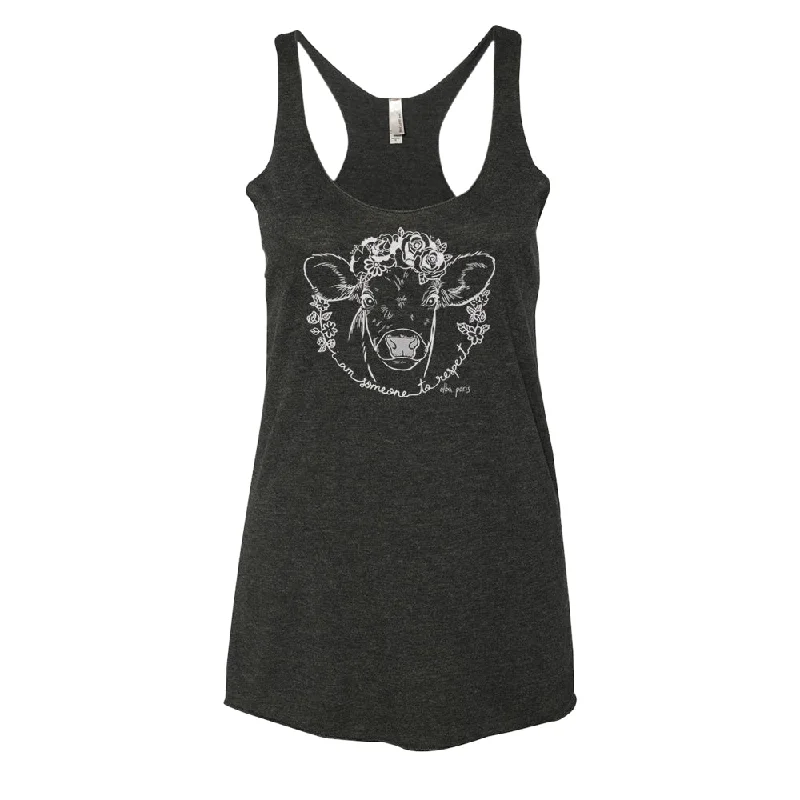 Someone To Respect (Cow) Tank Top off shoulder tank