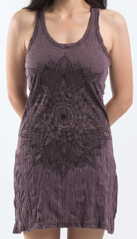 Sure Design Women's Lotus Mandala Tank Dress Brown floral tank top