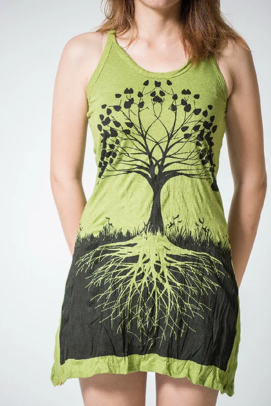 Sure Design Women's Tree Of Life Tank Dress Lime strappy tank top