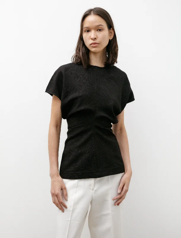 Slouch Waist Top Crinkled Viscose Black