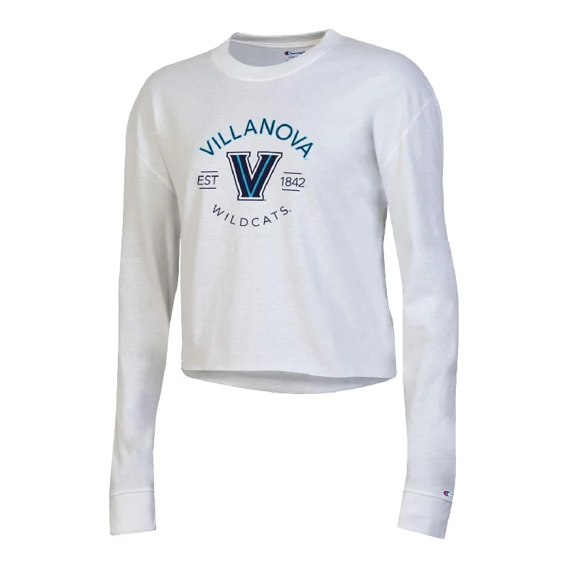 Ladies Villanova Wildcats Boyfriend Crop White Long Sleeve T-Shirt neon tank top