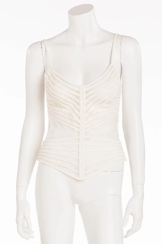 La Perla - Off White Spaghetti Strap Cage Bustier - IT 44