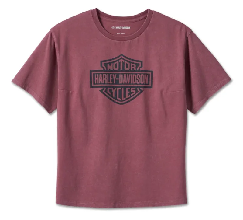 Women's Bar & Shield Oversized Boxy Tee - Crushed Berry