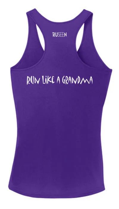 Women's Reflective Tank Top - Run Like a Grandma print tank top