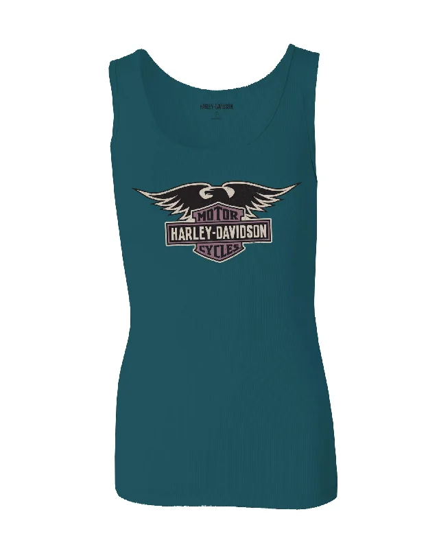 Women's Ultra Classic Eagle Tank - Deep Teal 96203-23VW cutout tank top