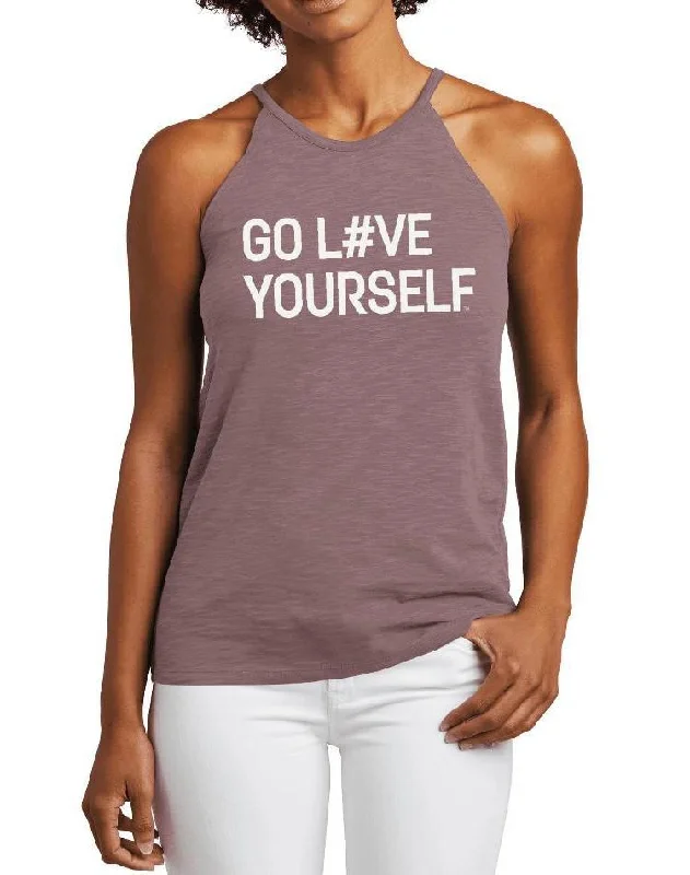 Women's Go Love Yourself Shoulder Tank lace back tank