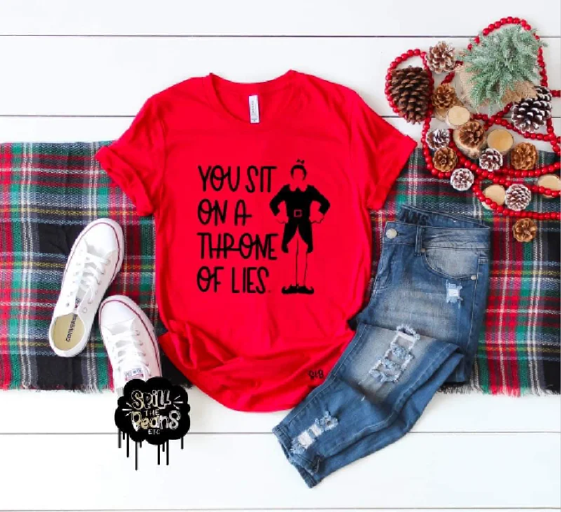 You Sit On A Throne Of Lies ELF Christmas Tee Adult Shirt trendy tank top