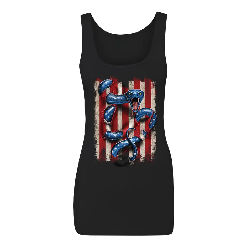 Zexpa Apparelâ„¢ Patriotic American Serpent Snake Women's Tank Top 4th of July USA Shirt vintage tank top