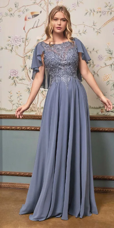 Cinderella Divine HT101 A-Line Chiffon Gown with Caplet