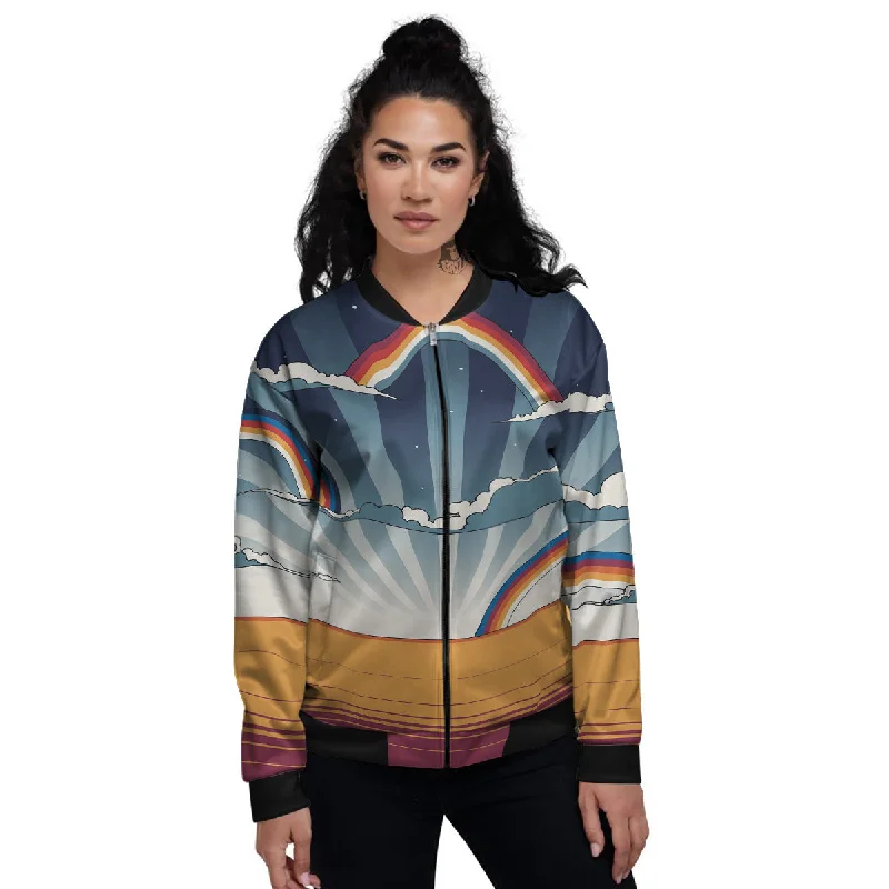 Art Style Hippie 1960s Print Women's Bomber Jacket