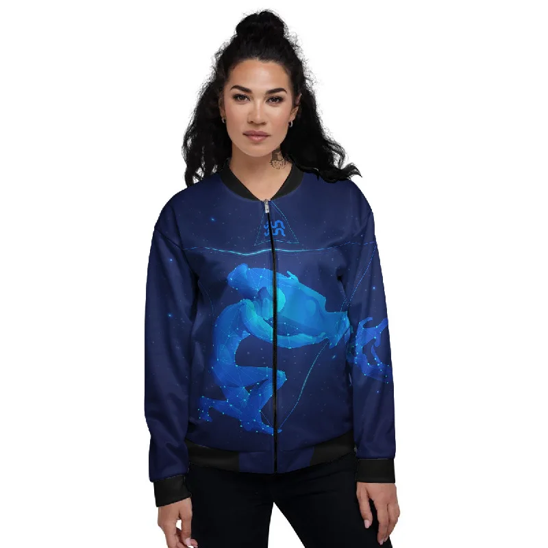 Astrological And Aquarius Signs Print Women's Bomber Jacket