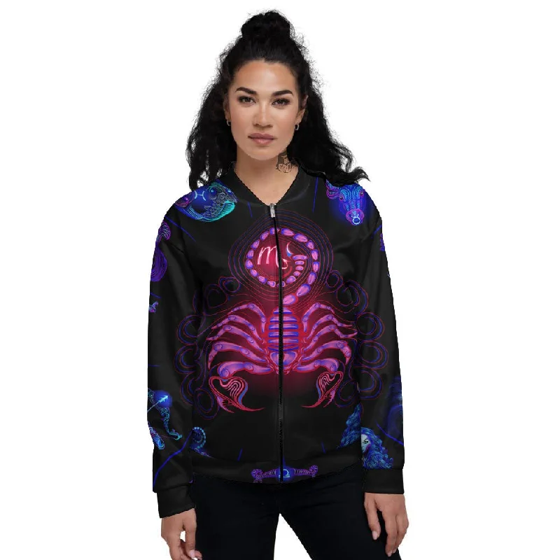 Astrological And Scorpio Signs Print Women's Bomber Jacket