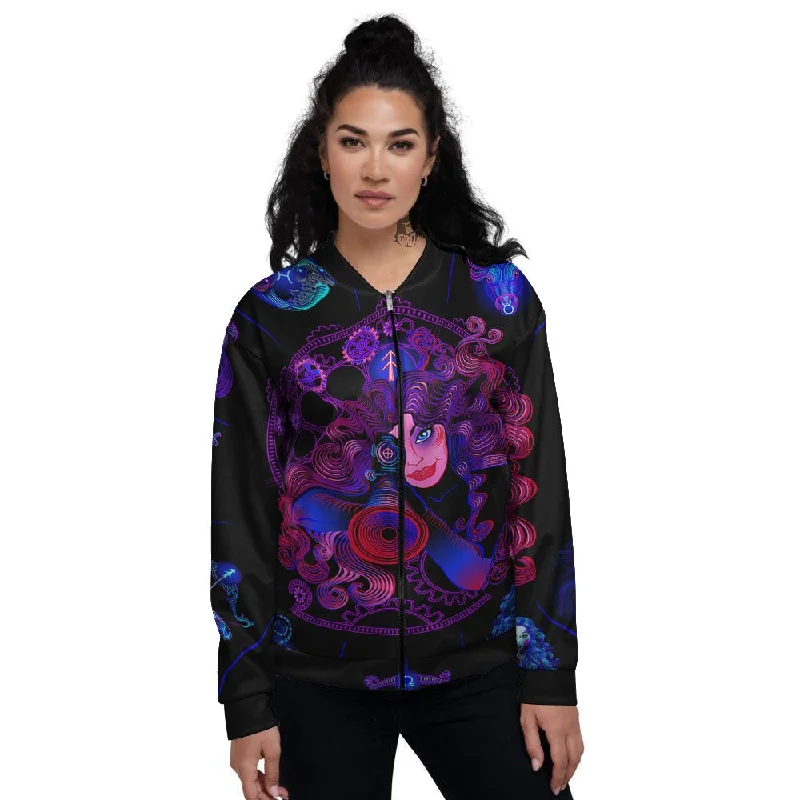 Astrological Signs And Sagittarius Print Women's Bomber Jacket