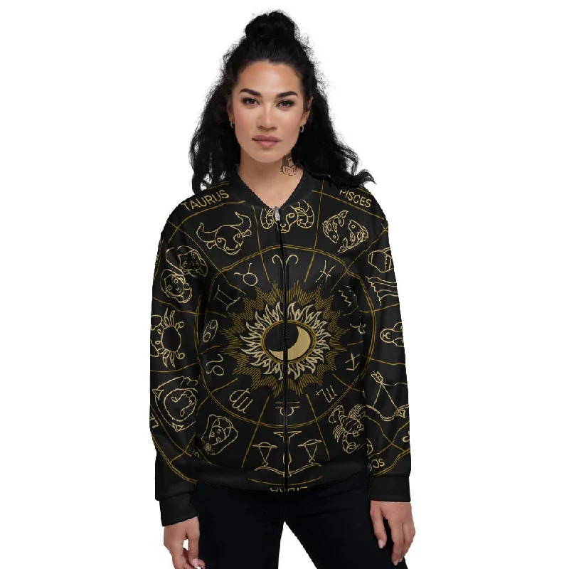 Astrology Zodiac Signs Print Women's Bomber Jacket