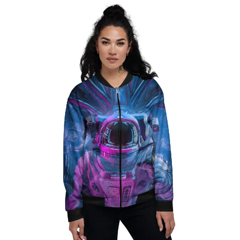 Astronaut Futuristic Print Women's Bomber Jacket