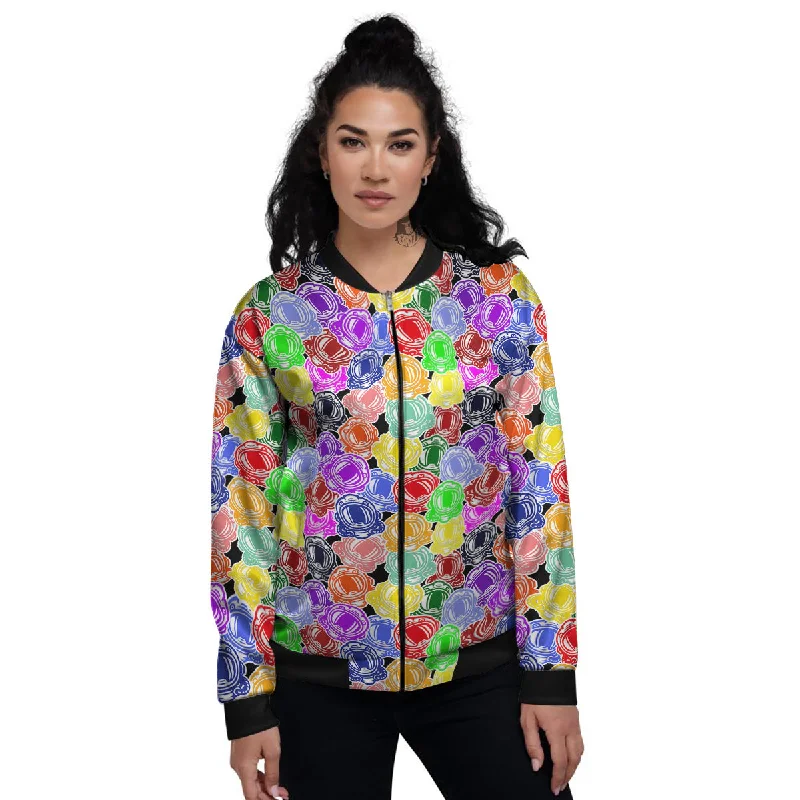 Astronaut Helmet Colorful Print Pattern Women's Bomber Jacket