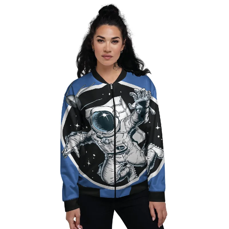 Astronaut In The Space Print Women's Bomber Jacket