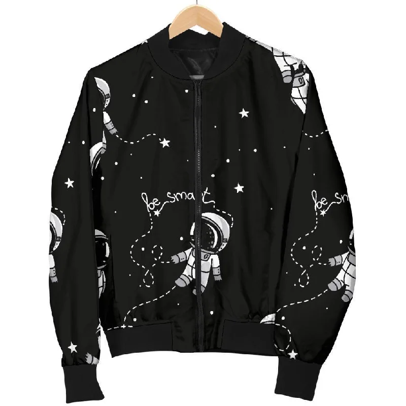 Astronaut Pattern Print Women Casual Bomber Jacket